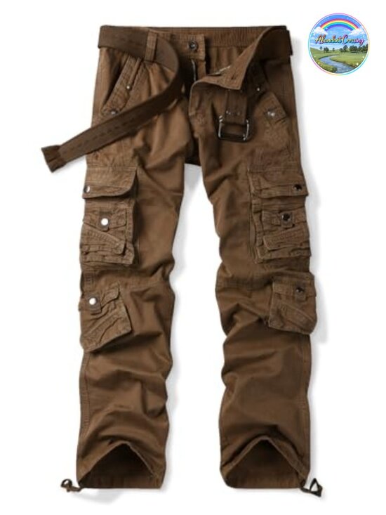 Other - Men's 100% Cotton Cargo Pants Relaxed Fit Tactical Hiking Work Pants Multi